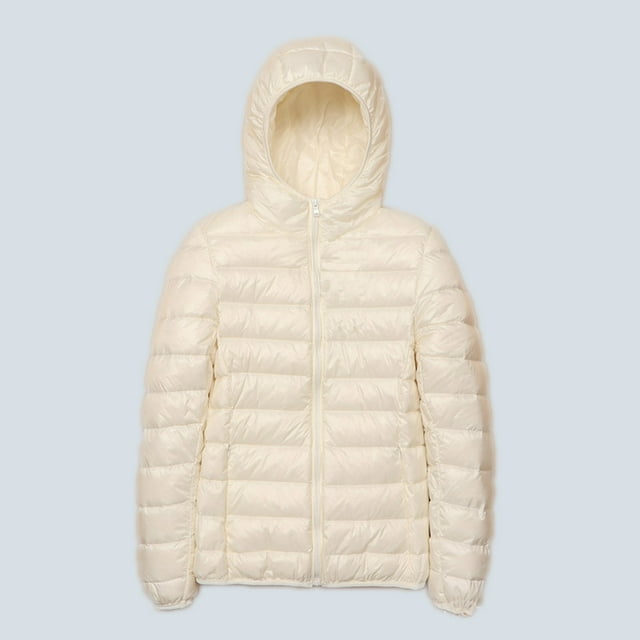 LSLJS Women's Down Jacket Lightweight Hooded Short Korean Style Extra Large Size Plus White Down Warm Jacket