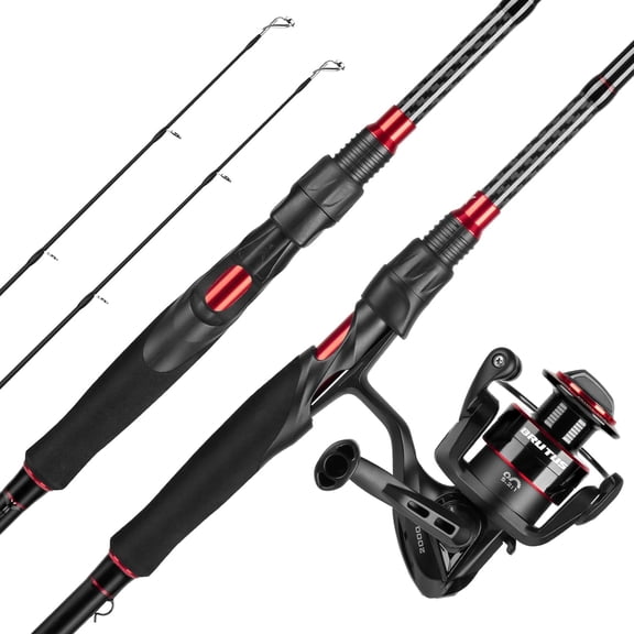 KastKing Twin-Tip Fishing Rod and Reel Combo, IM6 Graphite 2-Piece Rod with Extra Tip Section, EVA Handle, Spinning or Baitcasting Combo for Freshwater Fishing-Brutus