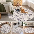 thumbnail image 6 of Purple Pink Botanical 6ft Round Rugs, Rustic Country Spring Floral Summer Leaf Non-Slip Area Rugs for Living Room Bedroom Kitchen, Low Pile Dining Room Kicthen Circle Carpet, Indoor Floor Rug, 6 of 9
