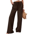thumbnail image 2 of Oksale Summer Casual Pants for Women Tall Cozy Elastic Drawstring High Waisted Pants with Pockets Spring Loose Fit Straight Leg Pants Coffee S, 2 of 9