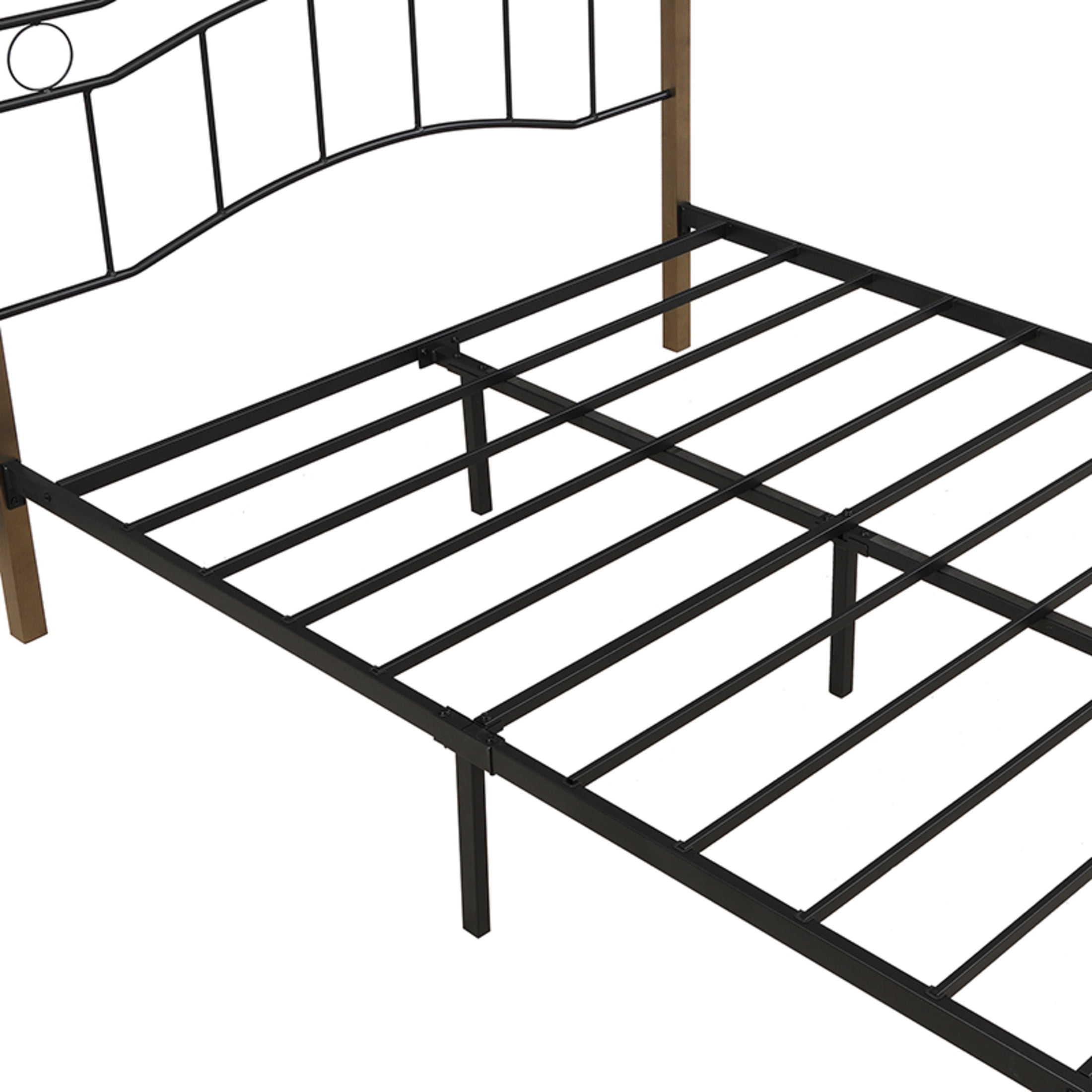 Christopher Knight Home Contemporary Full Size Metal Bed Frame with Wavy Headboard and Footboard, Black+Gold