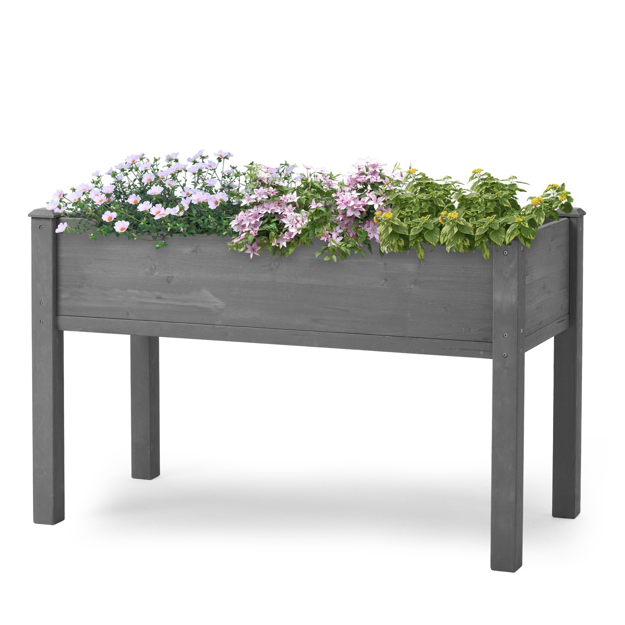 Seizeen Raised Garden Bed Clearance, 40x20x31in Elevated Planter Box with Legs, Linner, Wooden Raised Bed for Outdoor Gardening, Gray