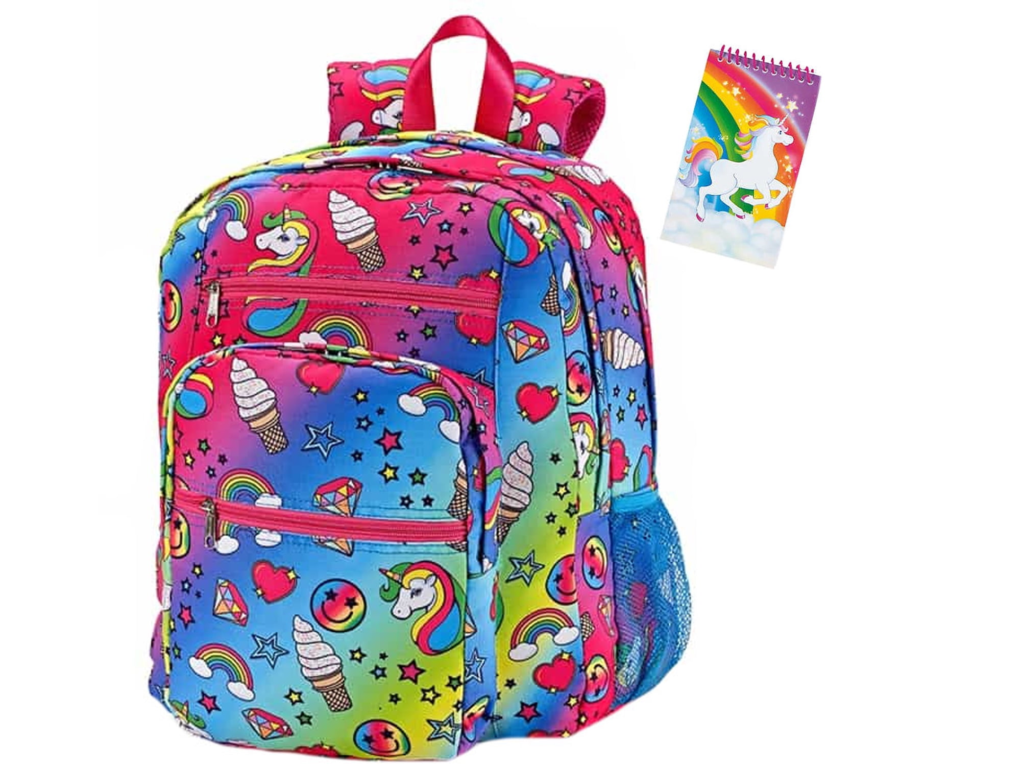 Unicorn Fantasy Large Backpack and Notepad Bundle Set, School Backpack