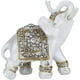 thumbnail image 1 of Estatuas de elefante Feng Shui, figuras de elefante blanco con tronco elevado para decoración del hogar (flor dorada de porcelana L), 1 of 5