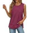 thumbnail image 3 of NANAIQ Sleeveless Women's Tops Pure Color Tank Casual Crew Neck T Shirts for Women Soft Fashion Skin-Friendly Womens T Shirts Summer Tops Purple XXL, 3 of 8