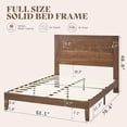 thumbnail image 6 of VanAcc Full Size Solid Wood Bed Frame with 48.6" Headboard, Mid-Century Platform Bed Frame, Dark Brown, 6 of 7