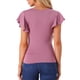 thumbnail image 3 of Blusa Faux Wrap Inspire Chic para Mujer, Blusa Casual de Verano con Cuello en V y Mangas con Volantes, Talla M, Gris Púrpura, 3 of 6