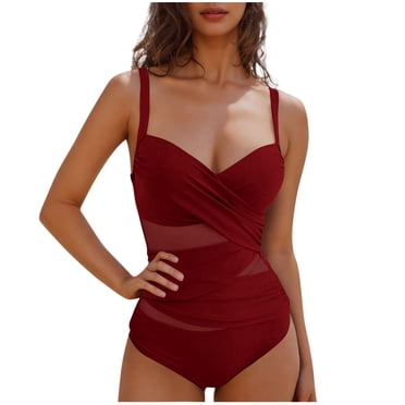 Bocqde Maillots de Bain une Pièce pour Femmes Mode Été Couleur Unie Sexy Dos Nu Maillots de Bain Monokini Contrôle du Ventre