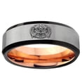thumbnail image 2 of Masonic 32 Degree Freemason 8MM Beveled Edge Gray And Rose Gold Tungsten Ring, 2 of 2