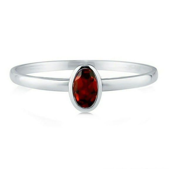 Handcrafted Bezel Set 1.50 Ctw Garnet Gemstone 925 Sterling Silver Stackable Women's Ring Jewelry