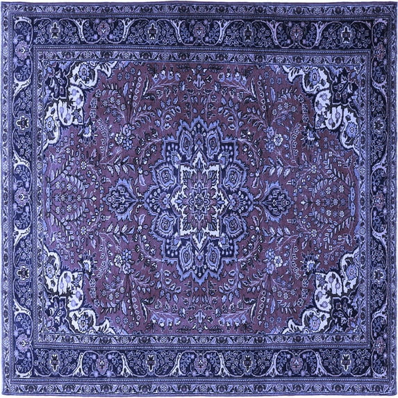 Ahgly Company Indoor Square Medallion Blue Traditional Area Rugs, 7' Square