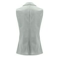 thumbnail image 5 of YUGYXL Cotton Linen Suit Jacket for Women Casual Sleeveless Lapel Business Blazers with Pockets Cardigans Tops Gray L, 5 of 7