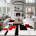 thumbnail image 4 of Red Grey Black Area Rug 6x9 FT, Non Slip Living Room Throw Carpet, Irregular Modern Geometric Abstract Washable Soft Large Floor Carpet Non-Shedding Rug for Bedroom Dining Room Play Room, 4 of 9