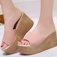 thumbnail image 4 of Mujeres Bowknot Beach Summer Pantuflas Plataforma Slope Heels Plus Size Shoes Wmkox8yii  hj789, 4 of 6