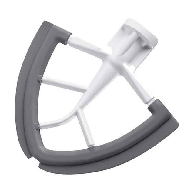 Batidor de borde flexible para batidora de pie con cabezal inclinable, paleta batidora plana con bordes de silicona flexibles, raspador de tazón, blanco