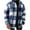 Blue, variant on qolati Men's Plaid Shirts Jacket Casual Long Sleeve Lightweight Fuzzy Sherpa Cardigan Button Down Open Front Coat Fall Winter Outwear with Pocket