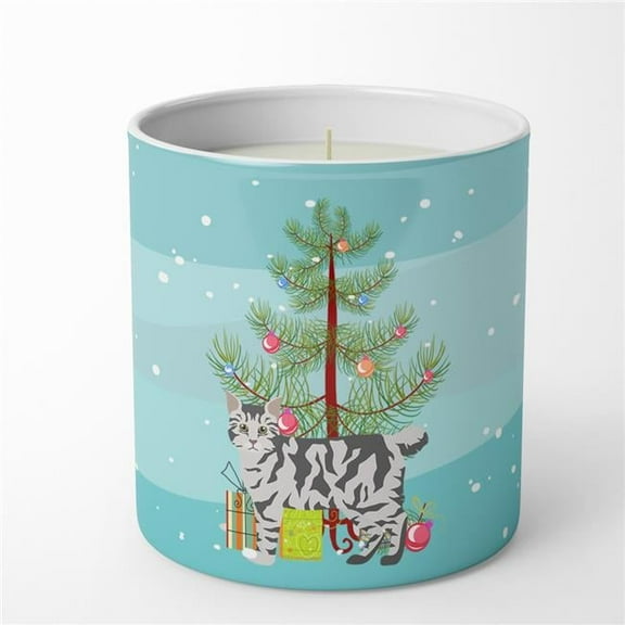 Carolines Treasures CK4550CDL 3.75 x 3.25 in. Unisex American Bobtail No.1 Cat Merry Christmas 10 oz Decorative Soy Candle