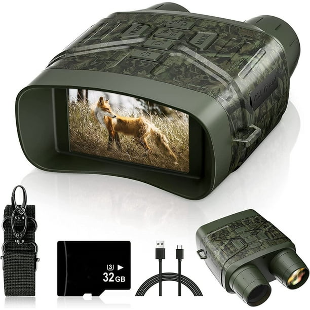 Binoculares con visión nocturna Ultra HD 4K de 36 MP con detección infrarroja nocturna y visión nocturna para exteriores. Incluye tarjeta de 32 GB. Telescopio nocturno.