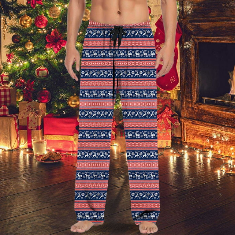 YOTMKGDO Christmas Pajamas Christmas Mens Casual Pants Pajama Pants with Drawstring and Pockets Navy XL Walmart