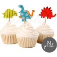 thumbnail image 2 of Decoración para cupcakes de dinosaurio, decoración para tartas de fiesta, decoración de primer cumpleaños, revelación de género para niños (Dino 24), 2 of 5