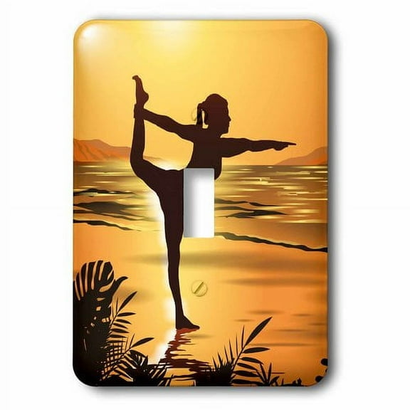 3dRose, Yoga Women with Sunset and Ocean View Holiday Sport, single toggle switch