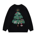 thumbnail image 1 of Suéteres de punto para mujer, Tops con estampado de Navidad para parejas, suéter holgado elegante Y2k, ropa elegante Retro coreana para mujer, invierno, 2023, 1 of 5