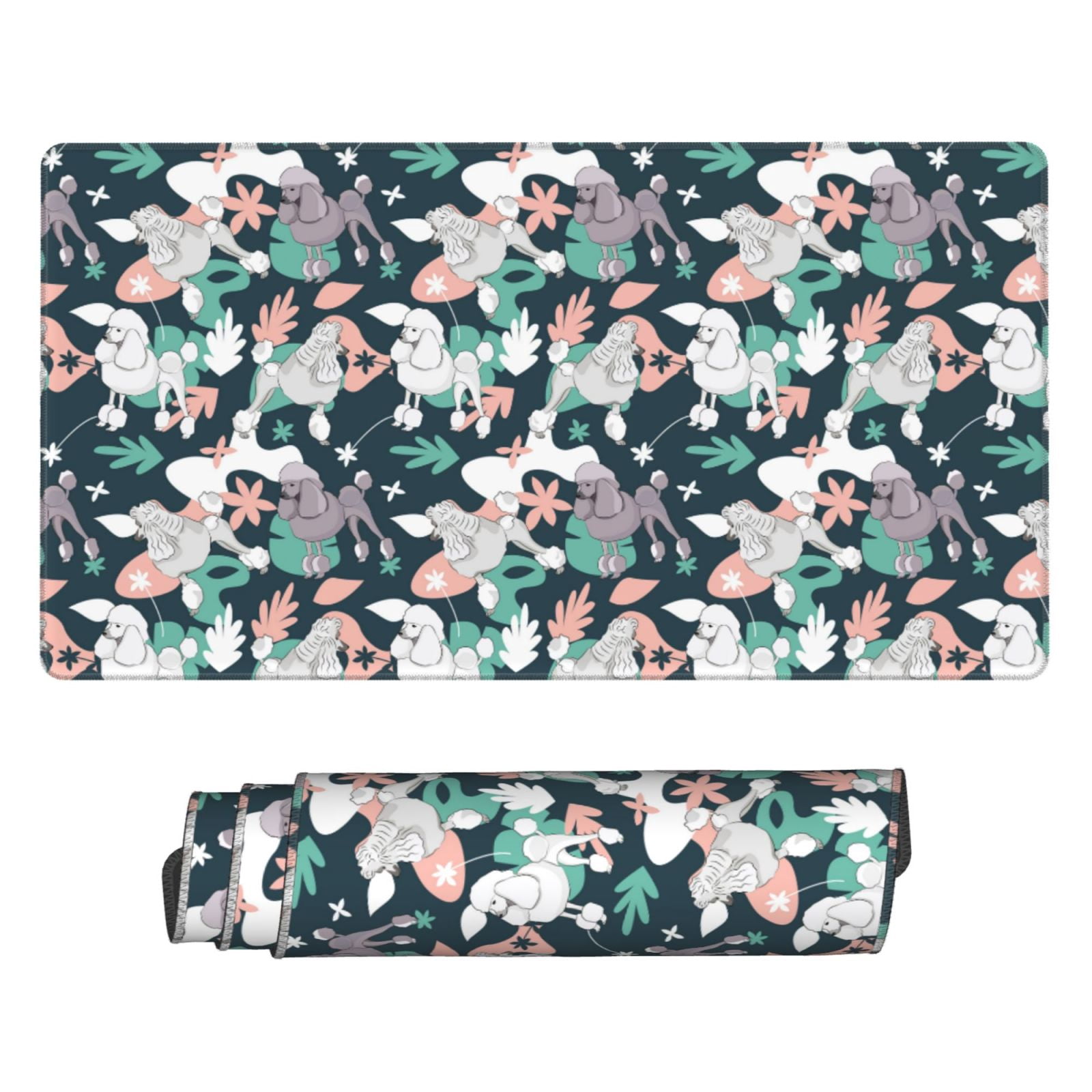 Kdxio Cute Poodle Dog Print Large Gaming Mouse Pad,Non-Slip Base,Water Resist Keyboard Pad for Gamer,Office & Home,29.5 x 15.8 in