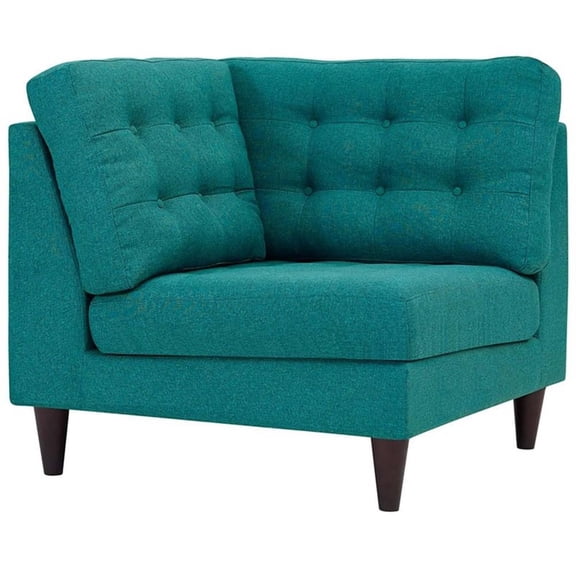 Maklaine Upholstered Polyester Fabric Sofa Corner Chair in Teal Blue