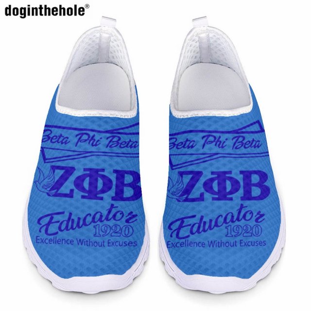 Zapatillas de deporte informales de verano Doginthehole para mujer, zapatos planos sin cordones de malla ligera y transpirable de la hermandad Phi Beta Sigma