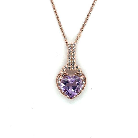 Genuine Amethyst Heart Gold Necklace February Birthstone Anniversay Gifts for Women