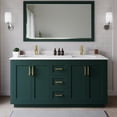 thumbnail image 2 of Wyndham Collection Miranda 66" Metal & Wood Double Bathroom Vanity in Green/Gold, 2 of 6