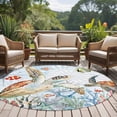 thumbnail image 5 of Sea Turtle Coral Summer Round Living Room Rugs 7 ft, Starfish Ocean Fish Orange Blue Washable Area Rug with Non-Slip Sturdy Edge Binding Round Carpet for Kitchen Office Bedroom, 5 of 9