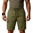 thumbnail image 3 of Nestiefly Cargo Shorts for Men Drawstring Elastic Waist Relaxed Fit Summer Breathable Outdoor Hiking Beach Work Shorts Multi-Pocket Army Green 2XL, 3 of 6