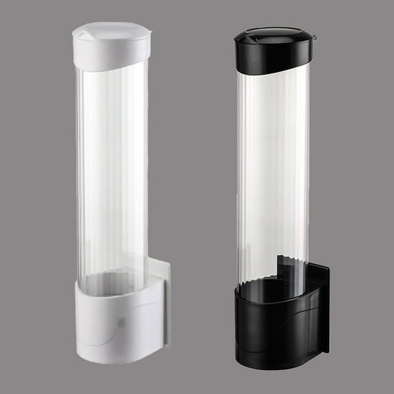Wall Mount Cup Dispenser with Sticky Tape, Plastic Disposable Paper Cup Holder with Lid for Water Dispenser, Fits 2.95" Cups (Holds 60-70), for Office Home Party Use