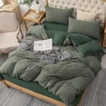thumbnail image 2 of PURE ERA 100% Ultra Soft Jersey Knit Duvet Cover Set 1x Pillow Sham Forest Green Stripe Twin Size, 2 of 5