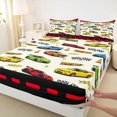 thumbnail image 5 of Erosebridal Cartoon Race Car King Sheets, Colorful Bedding, Yellow Border 4-Piece (1 Flat Sheet, 1 Fitted Sheet and 2 Pillowcases), 5 of 6