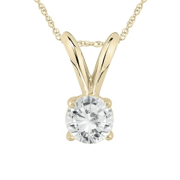 1/7 Carat Round Diamond Solitaire Pendant in 14K Yellow Gold (J-K-L Color, I2-I3 Clarity)