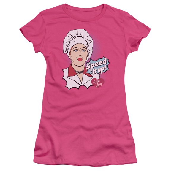 I Love Lucy Speed It Up S/S Junior Women's T-Shirt Sheer Hot Pink
