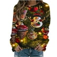 thumbnail image 2 of WXLWZYWL Womens Christmas Sweatshirts Cute Xmas Ugly 3D Graphic Print Sweaters Oversized Long Sleeve Round Neck Pullover Tops, 2 of 4