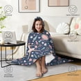 thumbnail image 4 of Wearable Blanket,Rainbow Princess Pattern Hooded Wearable Sherpa Blanket for Adults & Teens,Winter Poncho Shawl Wrap Cape Thick Warm,60"x80", 4 of 5