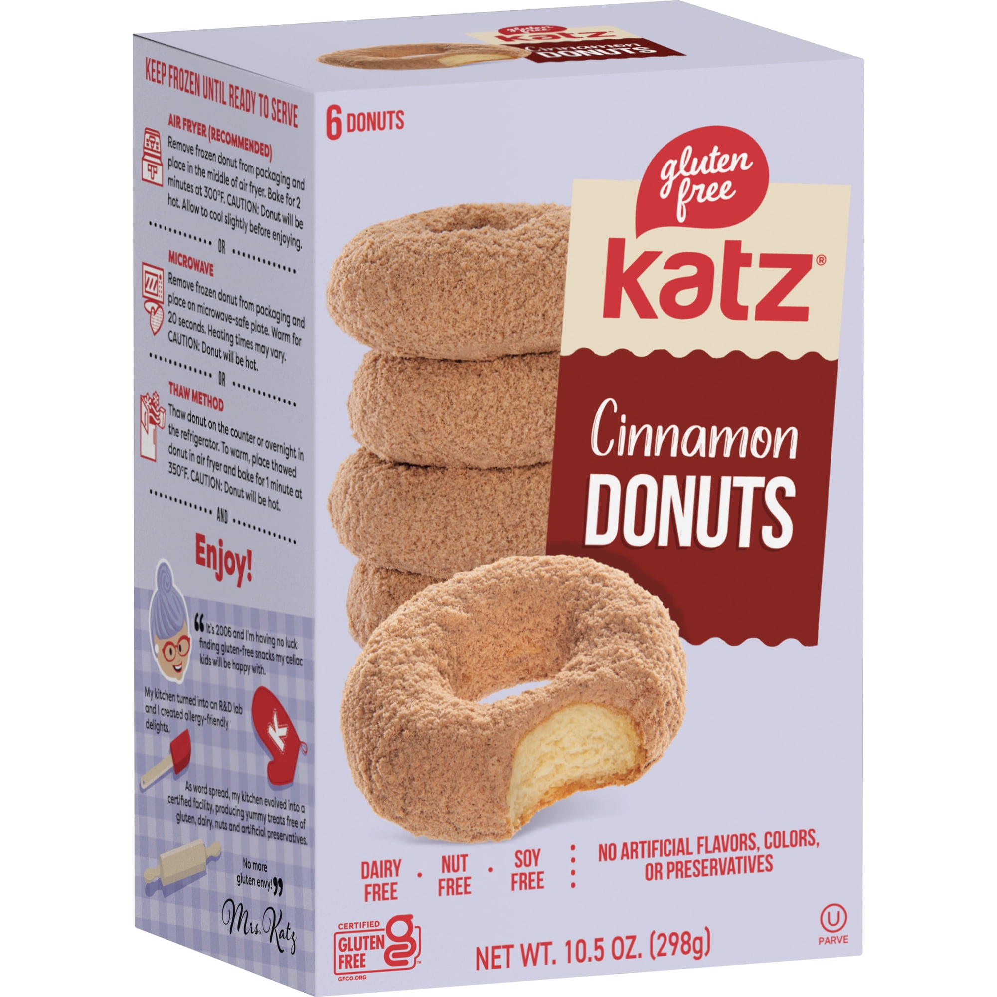 Katz Gluten-Free Cinnamon Donuts |Gluten-Free Dairy Free Nut Free Soy Free Kosher | (1 Pack 10.5 Ounce Each)