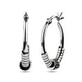 thumbnail image 6 of LeCalla 925 Sterling Silver Hypoallergenic Light-Weight Oxidized Small Balinese Hoop Earrings Women and Teen 20MM, 6 of 8