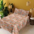 thumbnail image 2 of Ambesonne Fantasy Floral Fitted & Flat Sheet with Shams 4 Pcs Set, Boho Modern Flowers, Full, Apricot Pale Peach Blush, 2 of 5