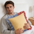 thumbnail image 4 of Linnome Plaid Ruffled Throw Pillow Three Color Patchwork Heart Decorative Cushion for Sofa Bedroom 17.72x17.72in, 4 of 8