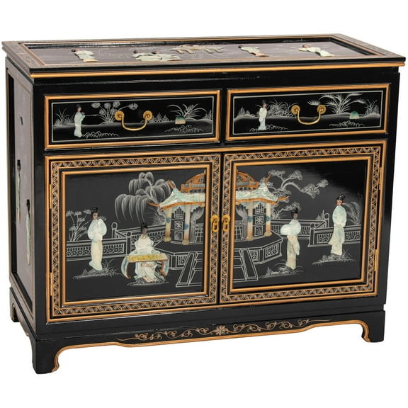 Red Lantern Black Lacquer Sideboard - Royal Ladies