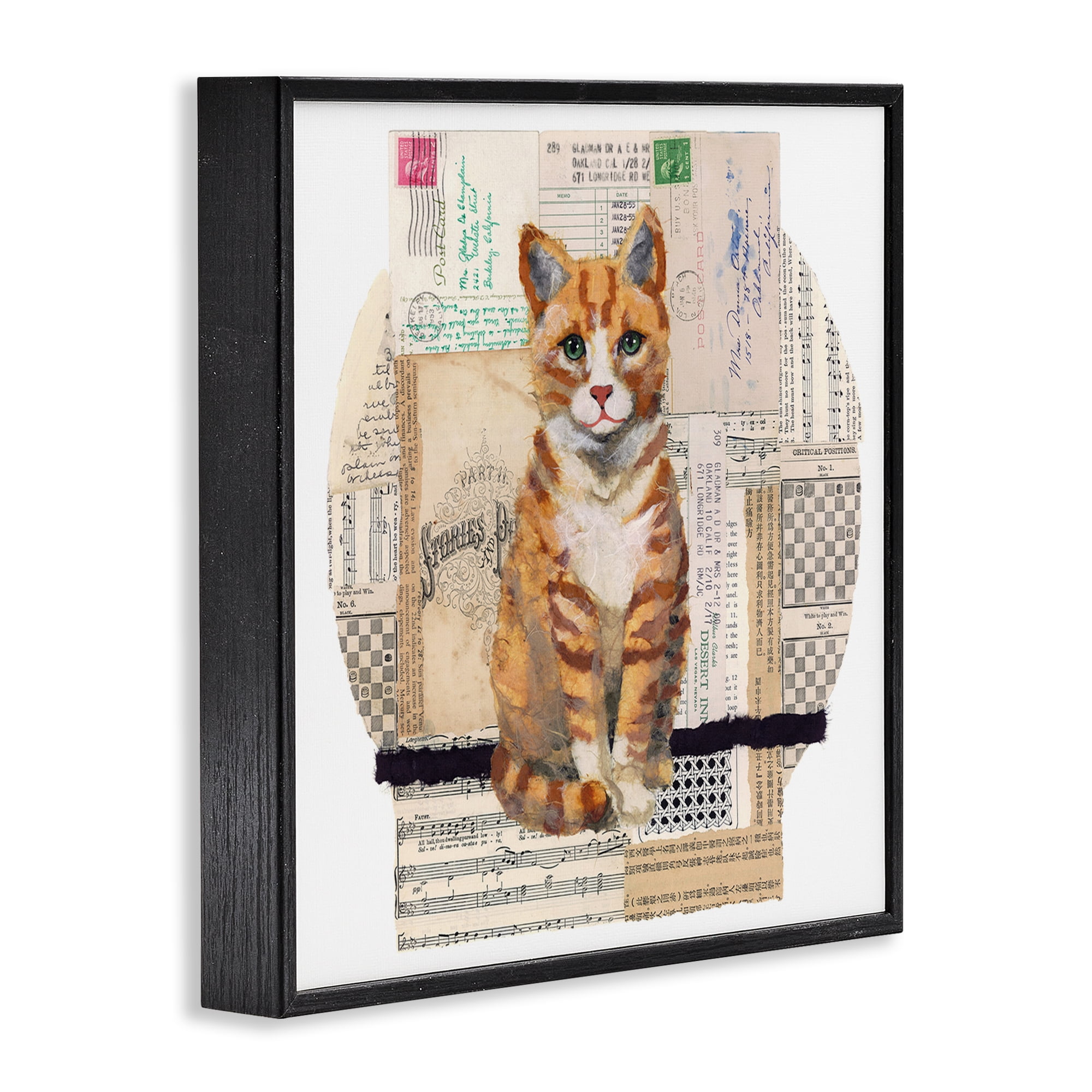 Stupell Industries Orange Cat Collage Animals & Insects Painting Black Framed Art Print Wall Art, 12 x 12