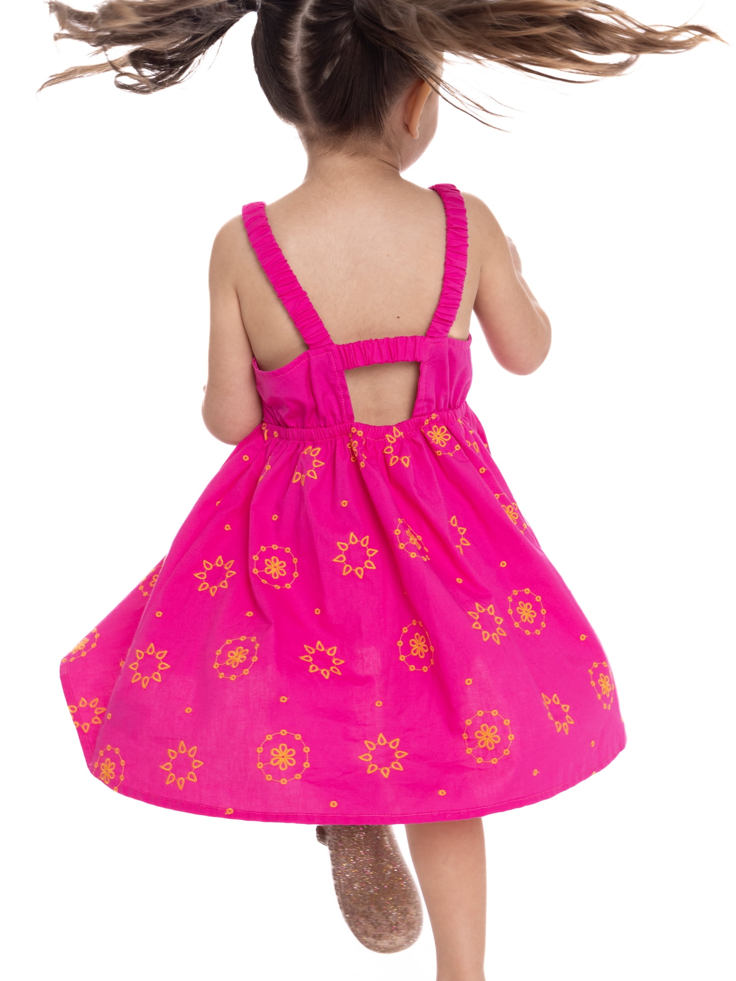 Wonder Nation Toddler Girls Cotton Sleeveless Floral Embroidered Dress, Sizes 12M-5T