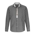 thumbnail image 4 of Lovzfmll Men's Color Block Plaid Button-Down Long Sleeve Shirt, Fashion Collared Top Black, XL, 4 of 5
