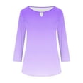 thumbnail image 6 of LADIGASU Women's Solid Color Round Neck Hollow Out Three Quarter Sleeve 3/4 Sleeve T-shirt Top, 6 of 6