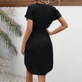 thumbnail image 4 of ZOELNIC Women's Elegant Short Sleeve V Neck High Waist Dress Summer Casual Dress With Belt, XL, 4 of 5
